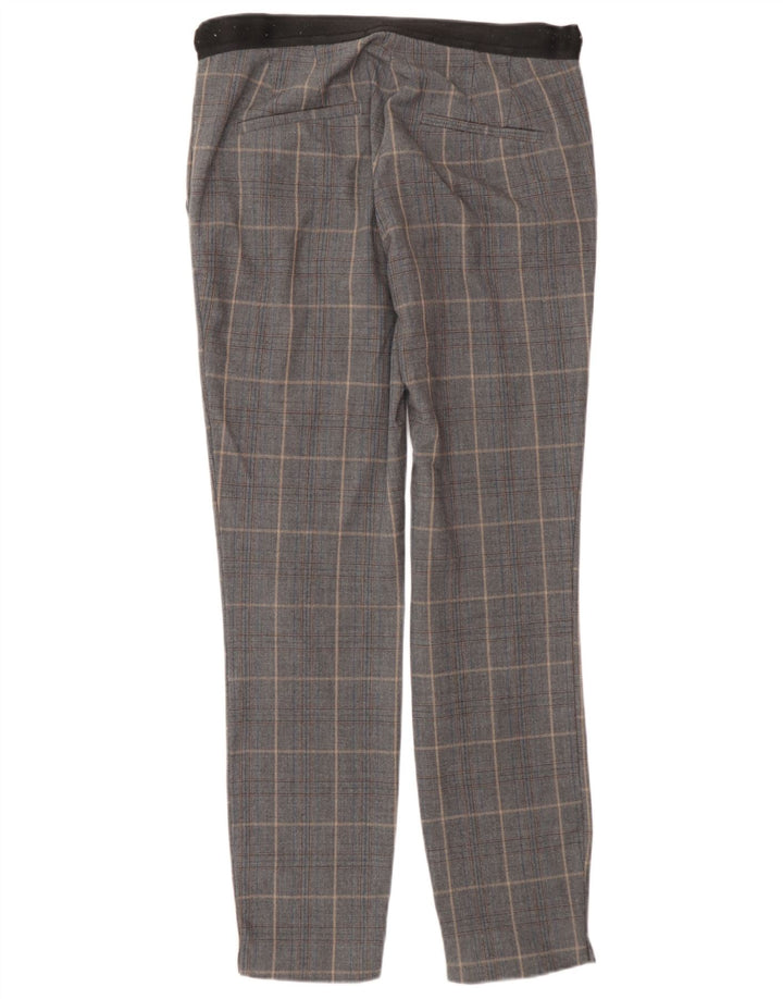 Pantaloni da abito slim da donna Zara XS W24 L27 Poliestere a quadri grigi