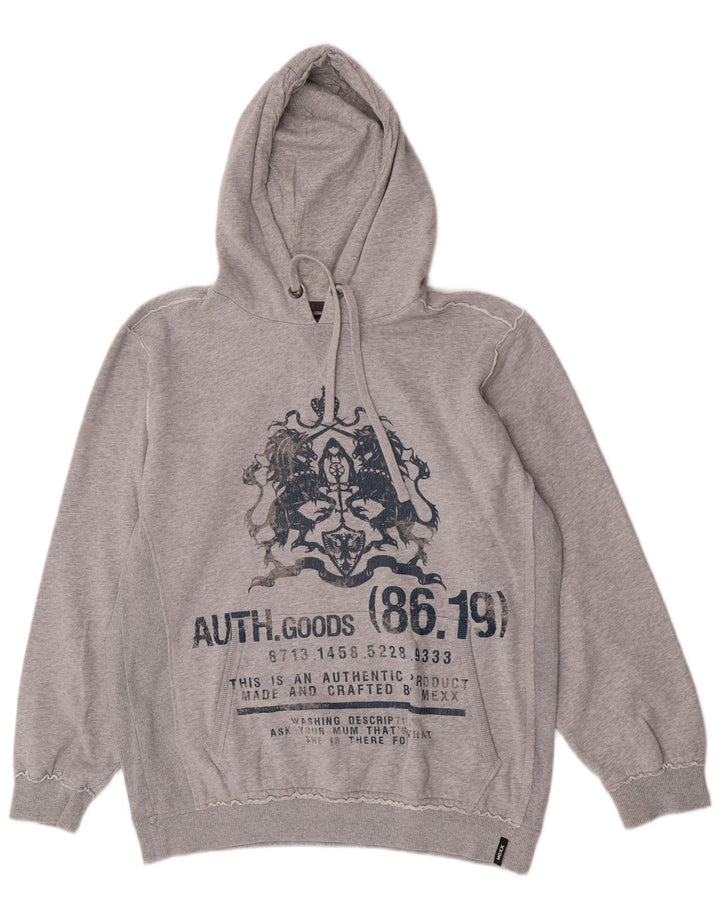 Felpa con cappuccio grafica da uomo Mexx 2XL cotone grigio