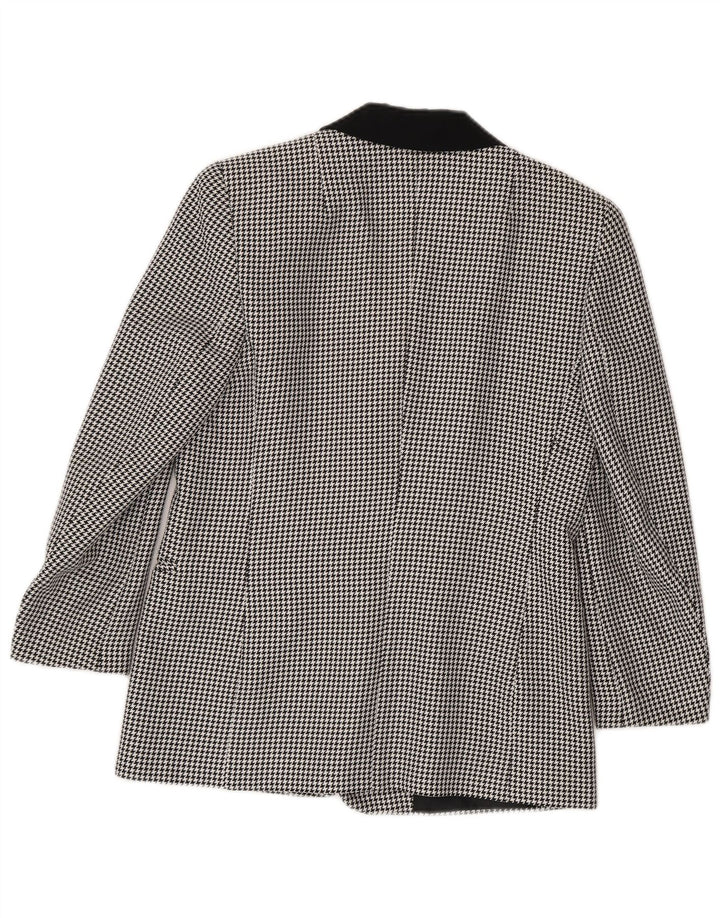 Giacca blazer da donna a 3 bottoni Canda UK 10 piccola poliestere pied de poule nero