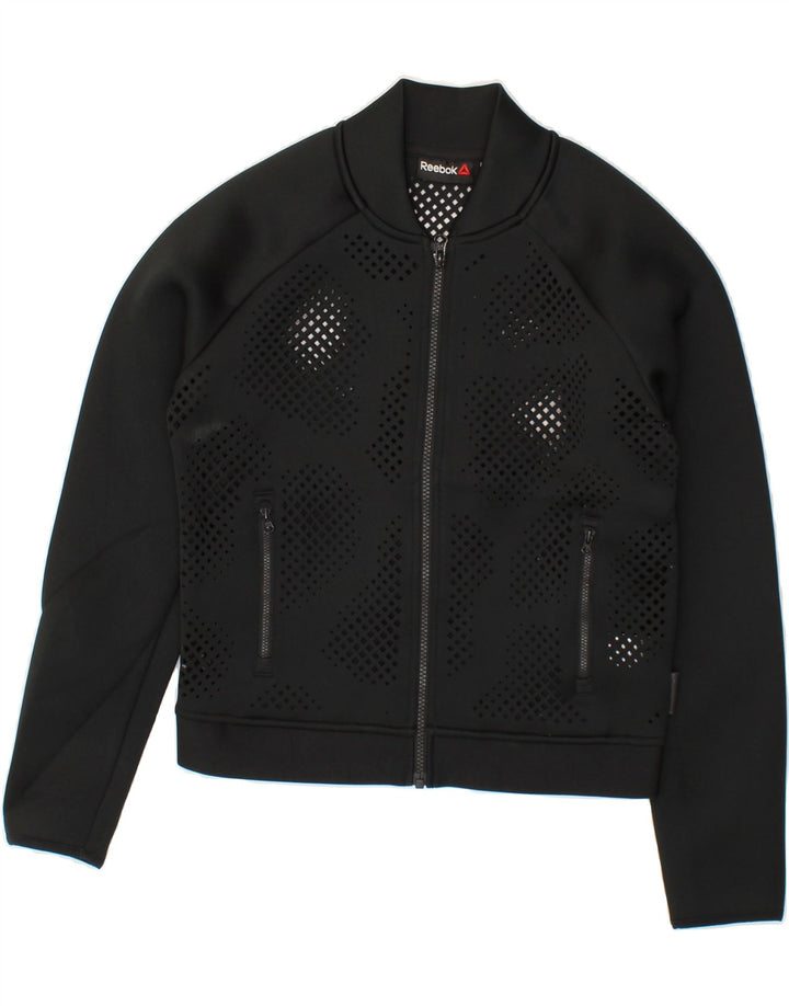 REEBOK Womens Tracksuit Top Jacket UK 10 Small Black Polyester Vintage Reebok and Second-Hand Reebok from Messina Hembry 