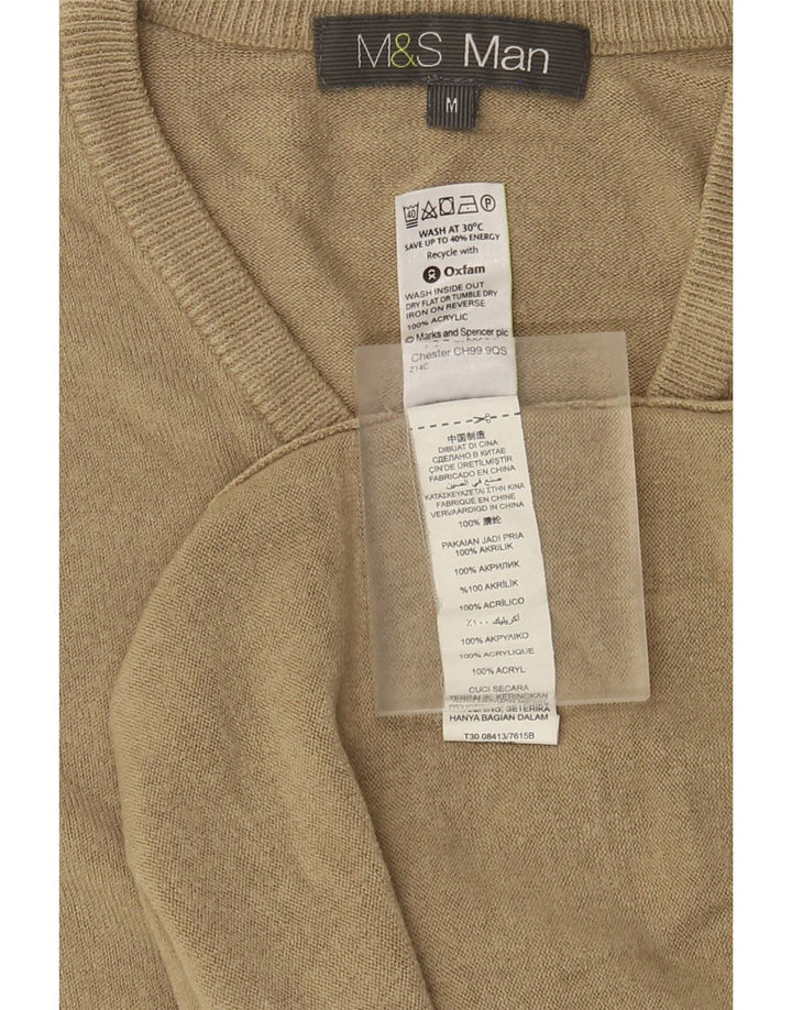 Maglione da uomo con scollo a V Marks & Spencer in acrilico beige medio
