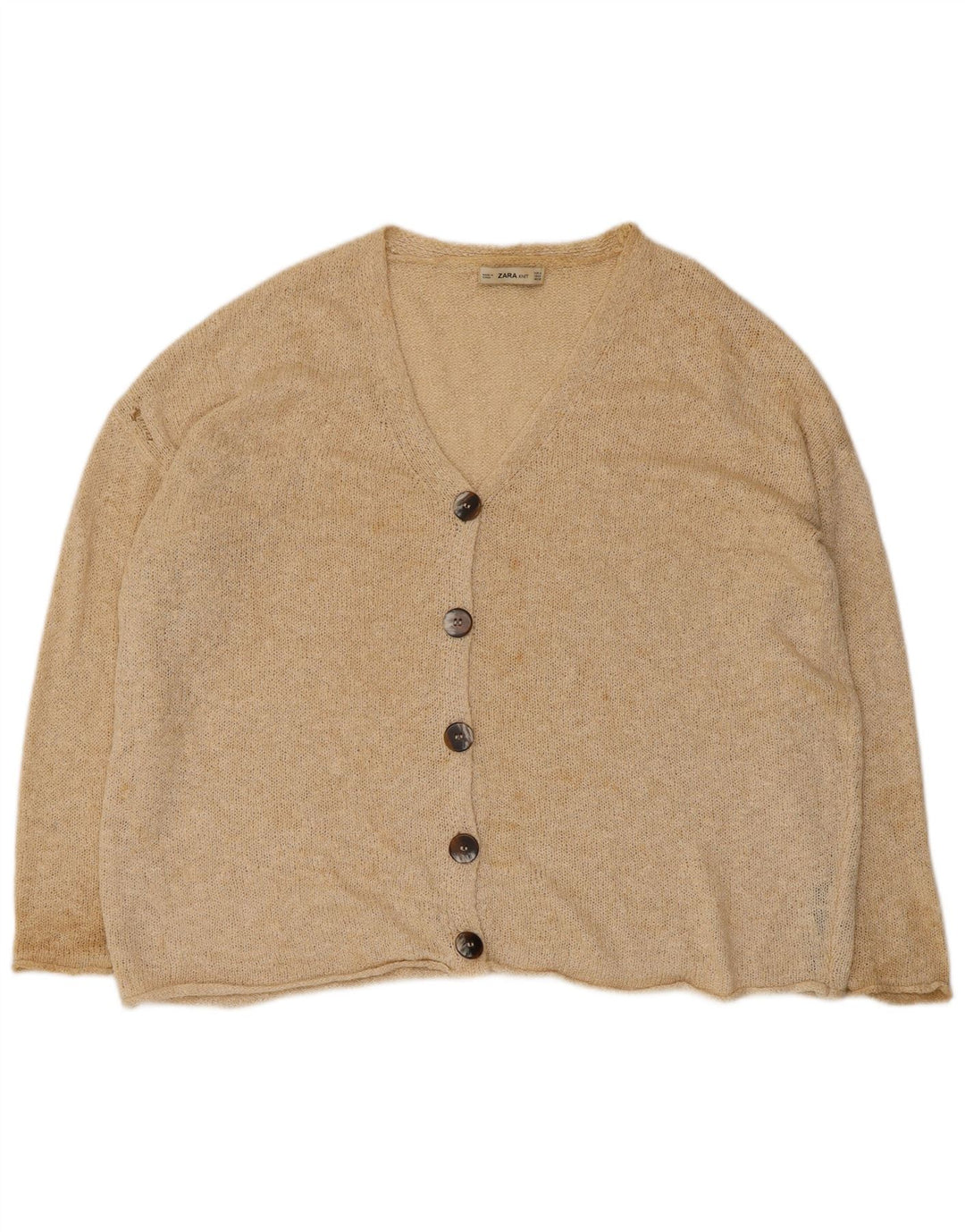 Maglione cardigan oversize da donna Zara UK 14 Acrilico beige medio