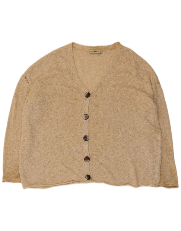 Maglione cardigan oversize da donna Zara UK 14 Acrilico beige medio