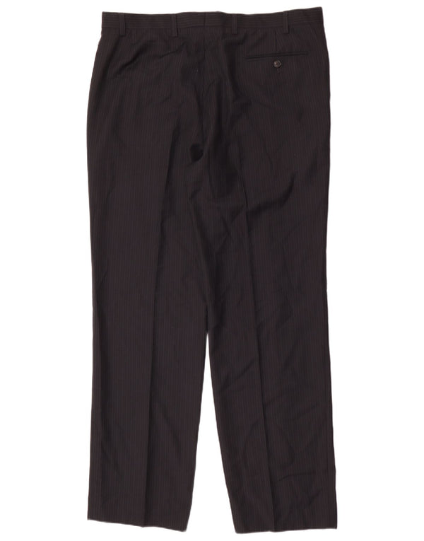 Pantaloni da abito da uomo Marks & Spencer W38 L33 Poliestere a righe blu navy