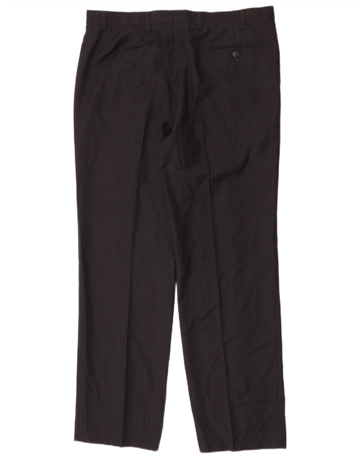 Pantaloni da abito da uomo Marks & Spencer W38 L33 Poliestere a righe blu navy