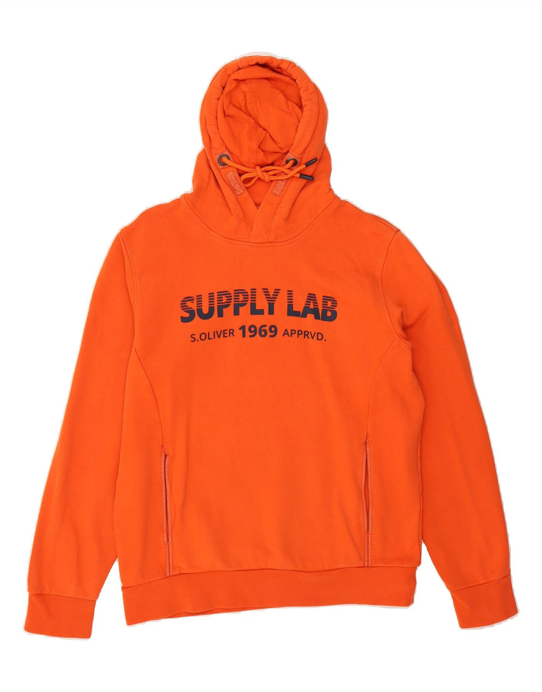 S.OLIVER Mens Graphic Hoodie Jumper Small Orange Cotton Vintage S.Oliver and Second-Hand S.Oliver from Messina Hembry 