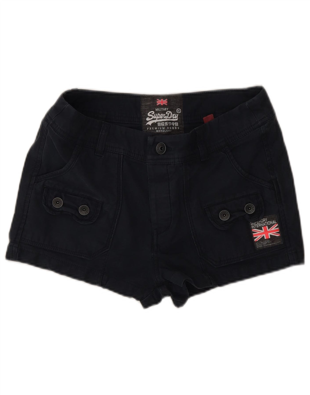 Pantaloncini cargo da donna Superdry XS W28 in cotone nero