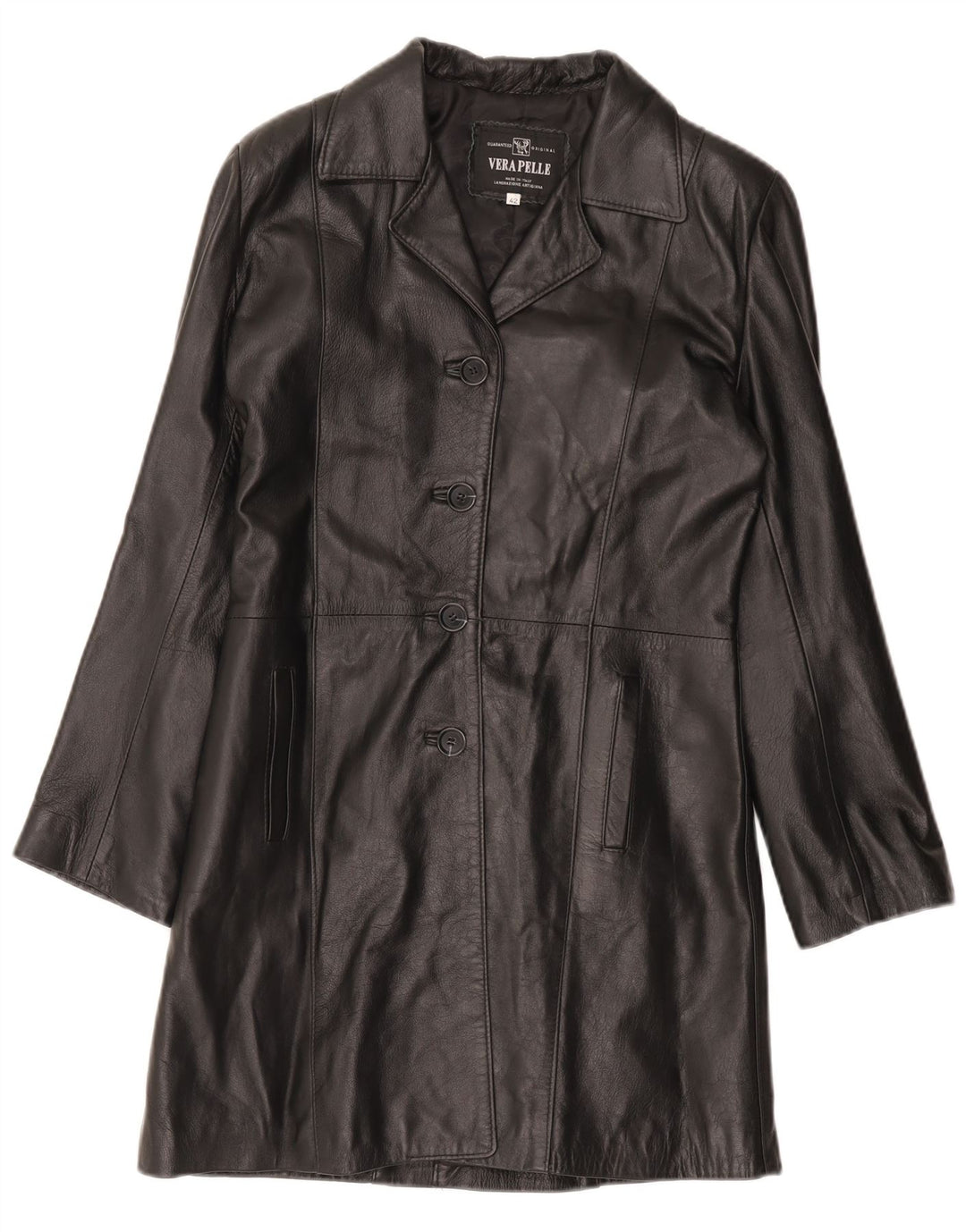 Cappotto in Pelle da Donna VINTAGE IT 42 Medio in Pelle Nera