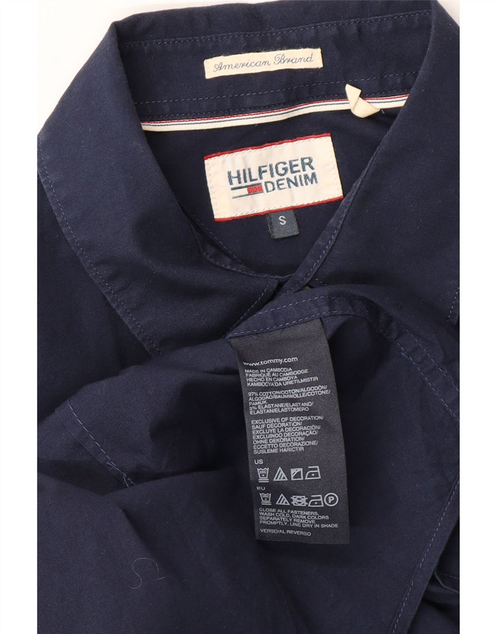 TOMMY HILFIGER Mens Shirt Small Navy Blue Cotton Vintage Tommy Hilfiger and Second-Hand Tommy Hilfiger from Messina Hembry 