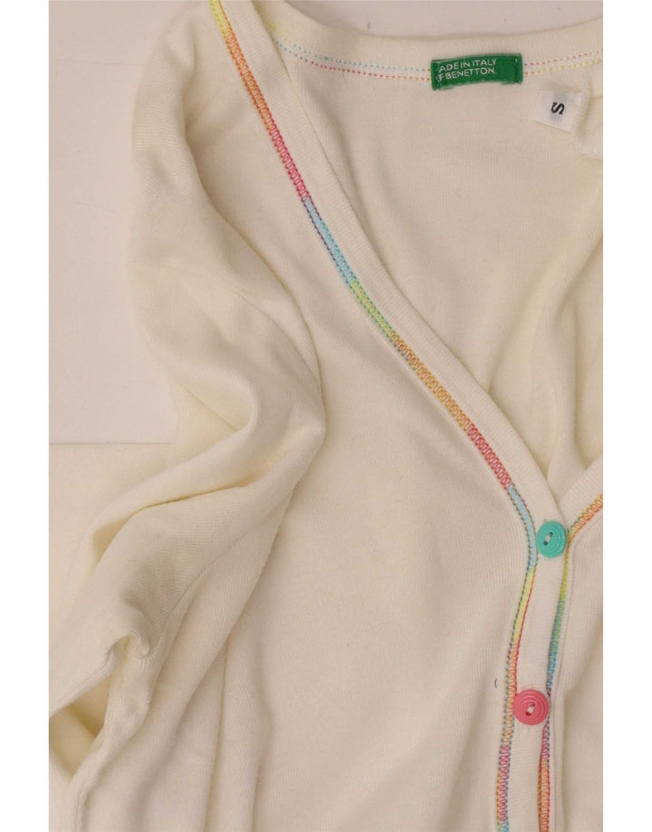 Maglione cardigan corto da donna Benetton UK 8 piccolo bianco