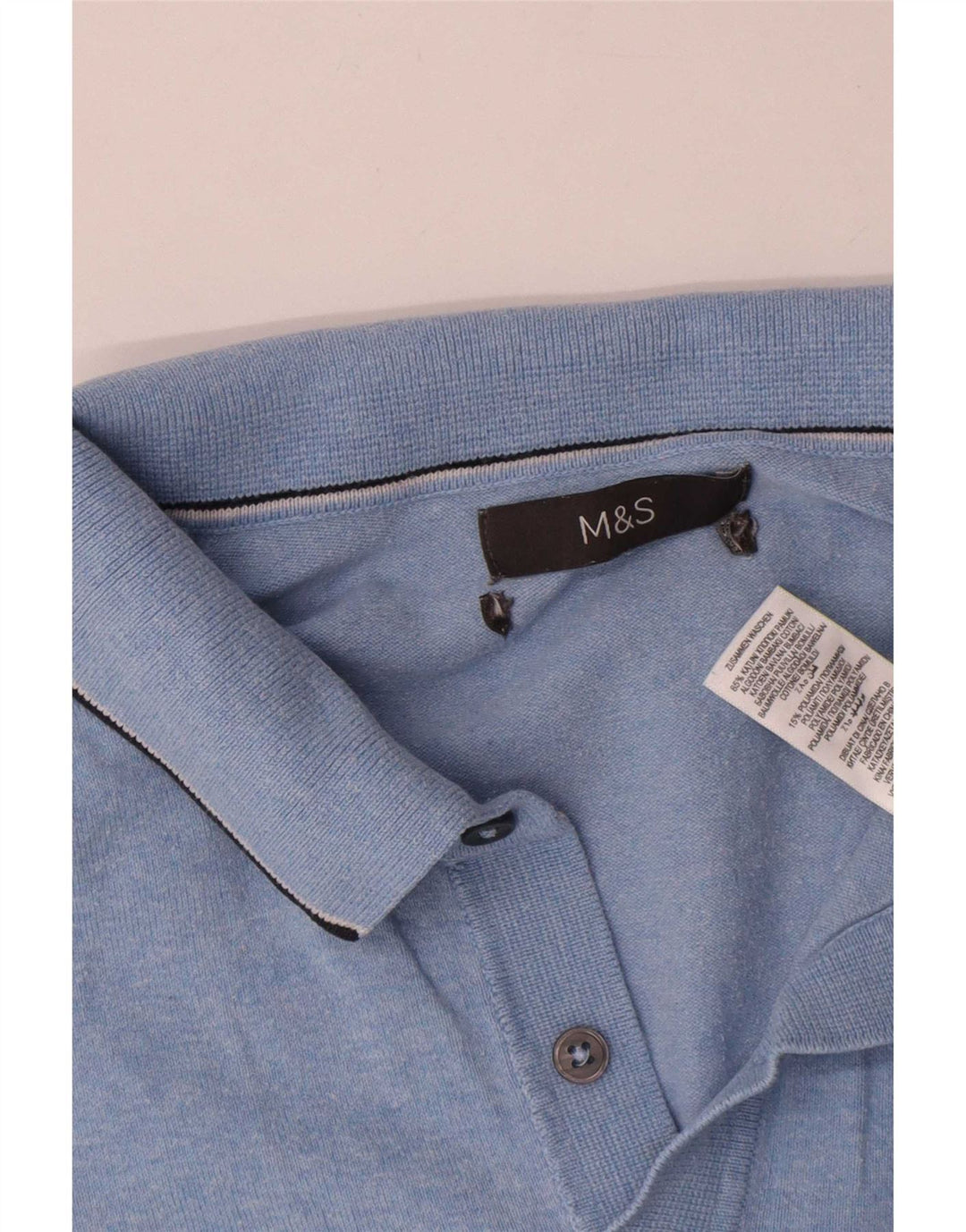 Polo da uomo Marks & Spencer in cotone blu medio