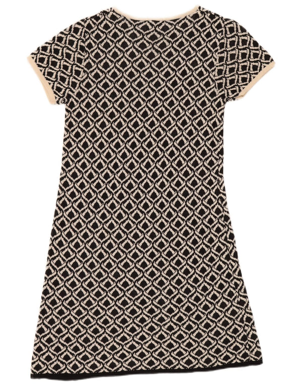 Abito maglione da donna a maniche corte Jigsaw UK 10 Piccolo nero geometrico
