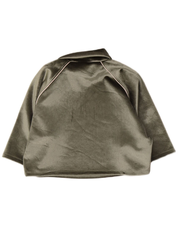 Adidas Donna Top in Velluto Oversize Manica 3/4 UK 8 Piccolo Poliestere Verde