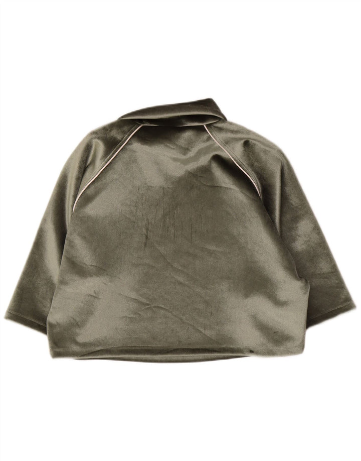 Adidas Donna Top in Velluto Oversize Manica 3/4 UK 8 Piccolo Poliestere Verde