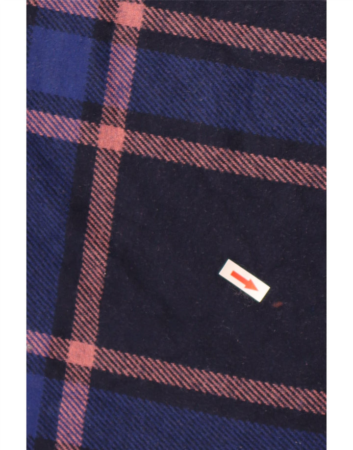 Top corto da donna Marks & Spencer a maniche lunghe UK 16 grande plaid blu navy