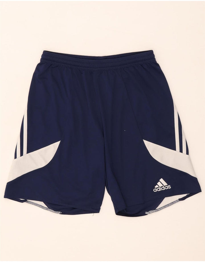 Pantaloncini sportivi Adidas Climalite da uomo piccoli in poliestere color block blu navy