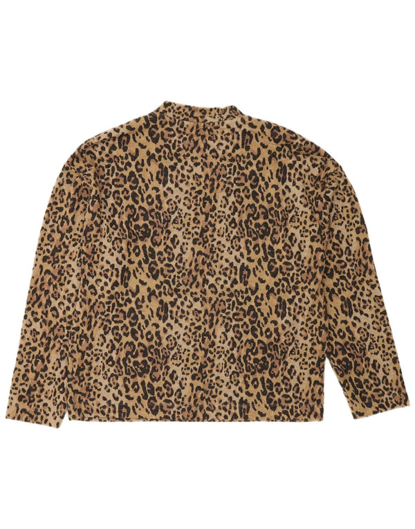 Marks & Spencer Top da donna a maniche lunghe UK 10 piccola stampa animalier marrone