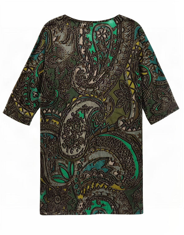 Abito a trapezio da donna Eleonora Amadei con maniche a 3/4 UK 14 Large Green Paisley