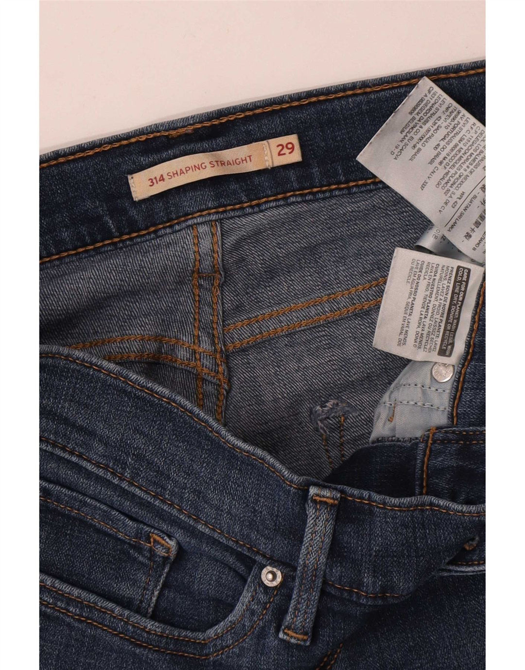 Levi's Donna 314 Shaping Straight Jeans W29 L30 Cotone Blu