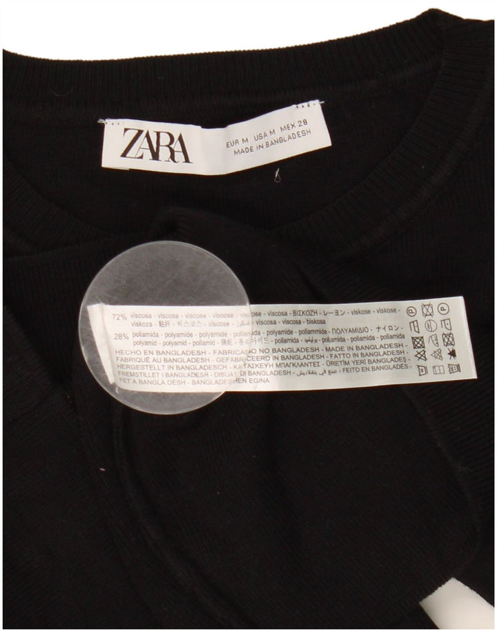 T-shirt corta da donna Zara Top UK 12 viscosa nera media