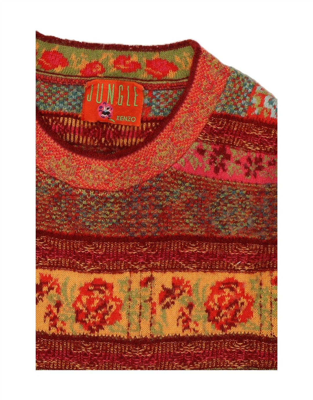 JUNGLE KENZO Womens Crew Neck Jumper Sweater UK 14 Medium Multicoloured Vintage Jungle Kenzo and Second-Hand Jungle Kenzo from Messina Hembry 