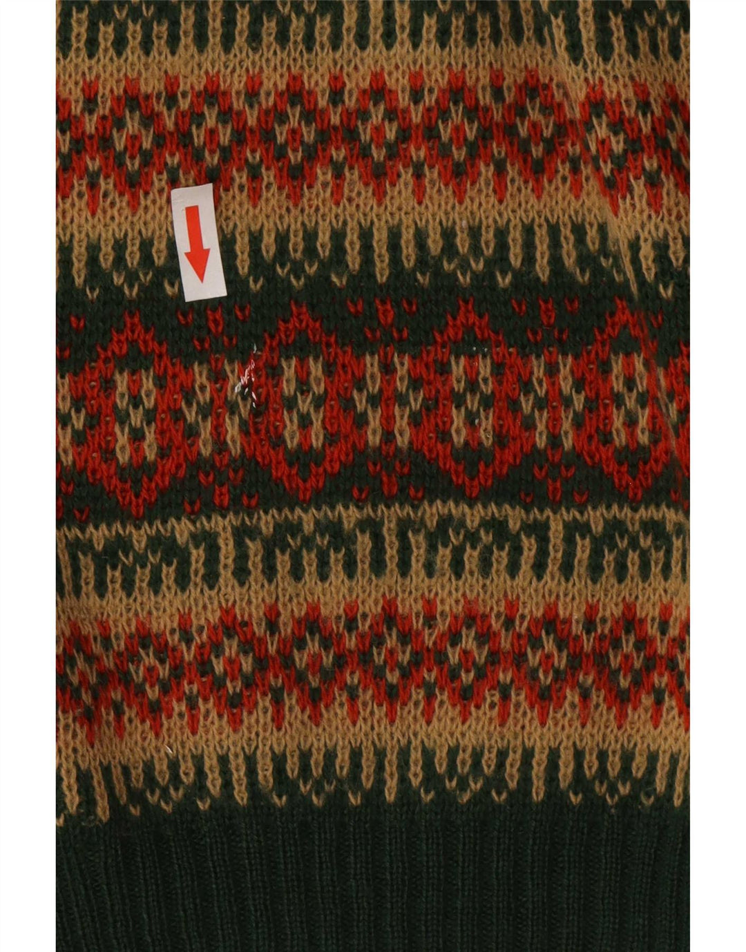 Maglione vintage da uomo con scollo a V in lana a righe verde medio
