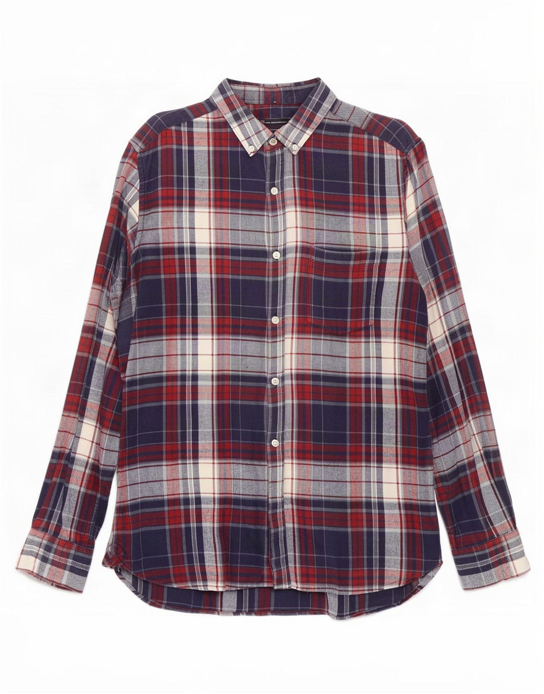 Camicia da uomo in flanella French Connection, cotone scozzese medio blu navy