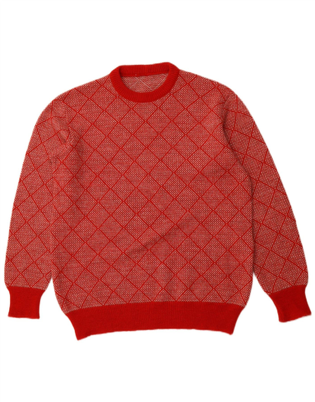 Maglione girocollo da uomo VINTAGE IT 52 Grande rosso geometrico