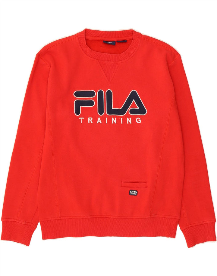 FILA Mens Graphic Sweatshirt Jumper Medium Red Cotton Vintage Fila and Second-Hand Fila from Messina Hembry 