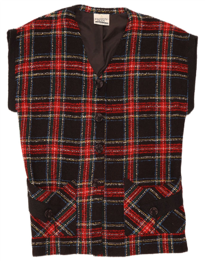 Giacca blazer oversize a 4 bottoni da donna VINTAGE UK 10 piccolo scozzese rosso