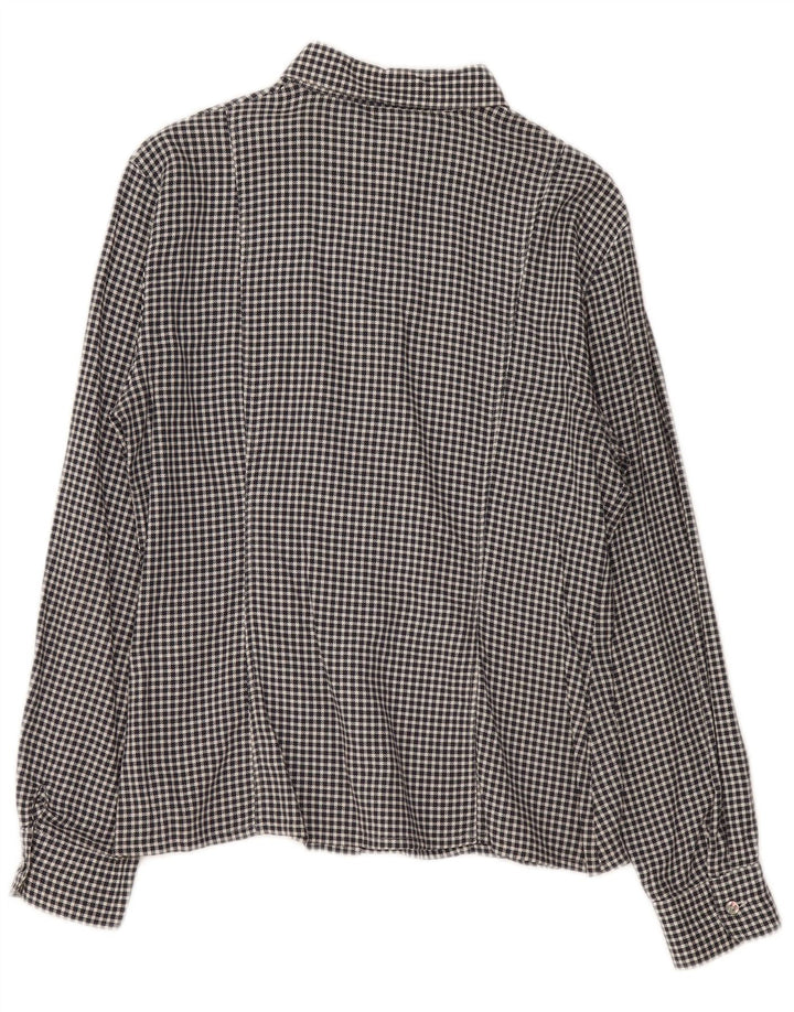 Camicia da donna vintage IT 46 Large in cotone a quadretti neri