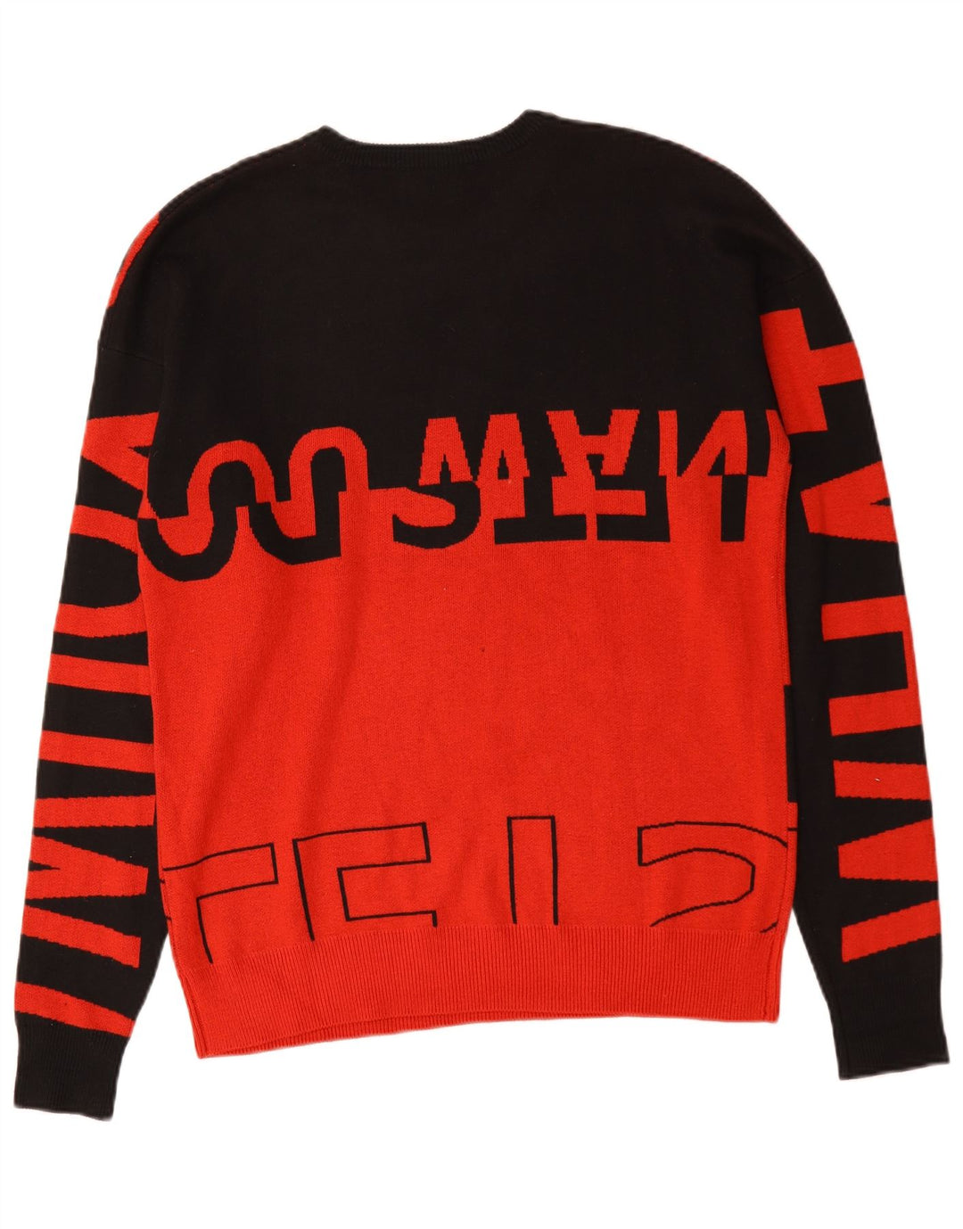 Maglione girocollo grafico da uomo Zara in nylon color block rosso medio