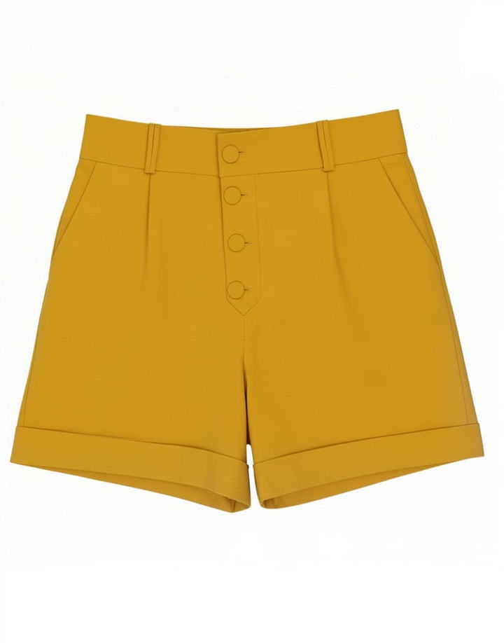 Pantaloncini chino a vita alta da donna Zara medi W28 poliestere giallo