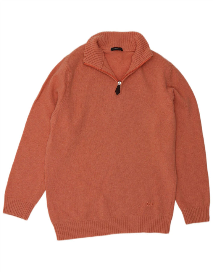 Maglione da uomo Sergio Tacchini con zip e collo in lana arancione medio