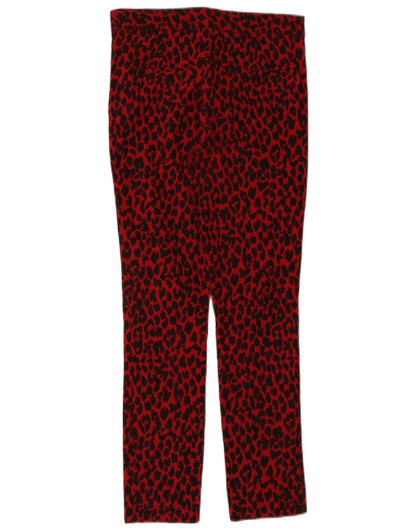 Pantaloni casual slim da donna Zara piccoli W26 L26 viscosa stampa animalier rossa