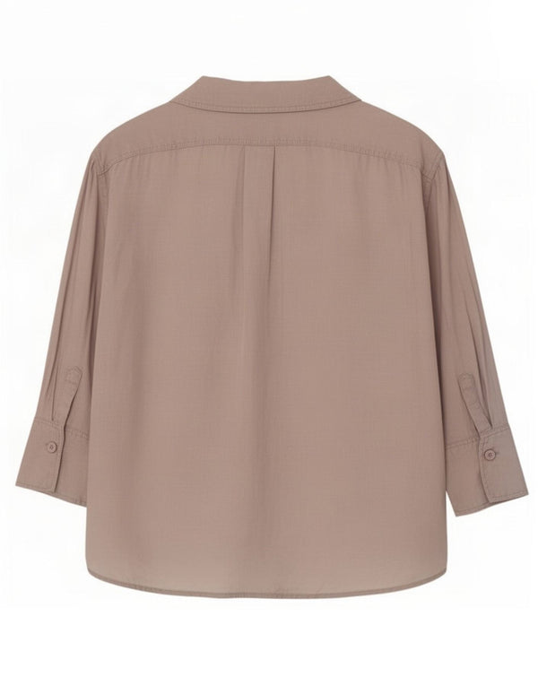 Camicia overshirt con maniche a 3/4 da donna Zara UK 6 XS Lino beige