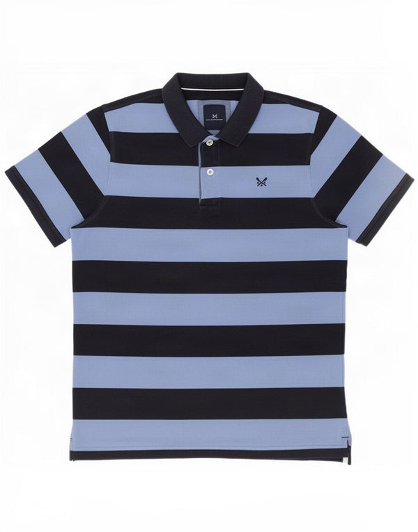 Crew Clothing Polo da uomo grande in cotone a righe blu navy