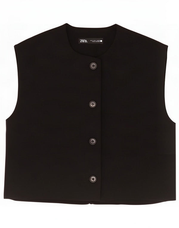 Gilet corto da donna Zara UK 10 piccolo poliestere nero
