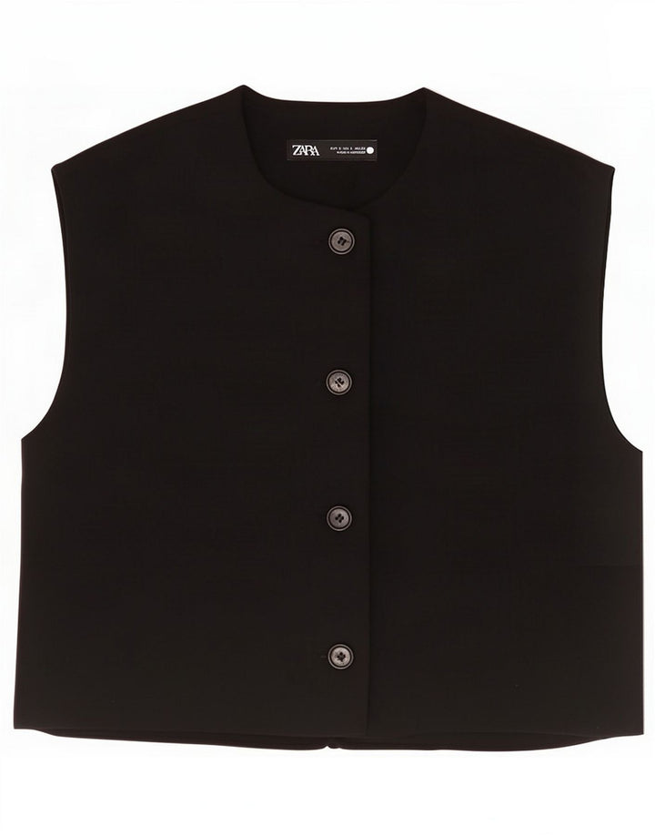 Gilet corto da donna Zara UK 10 piccolo poliestere nero