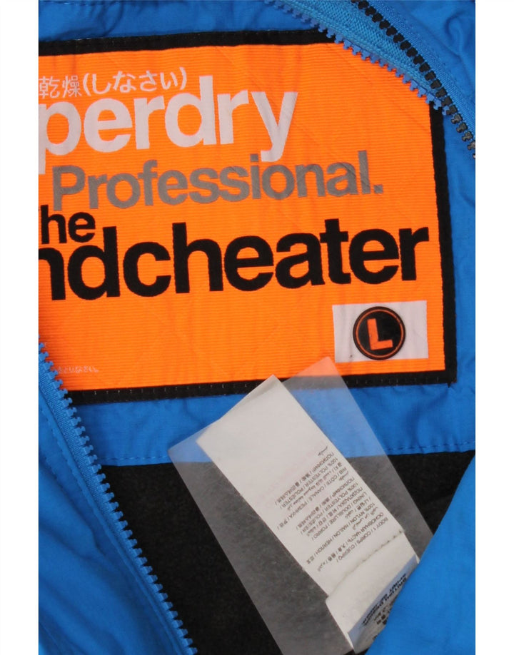 Giacca a vento da uomo con cappuccio The Windcheater SUPERDRY UK 40 grande blu