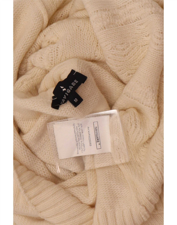 Maglione da uomo Navigare a collo alto in lana color bianco sporco medio