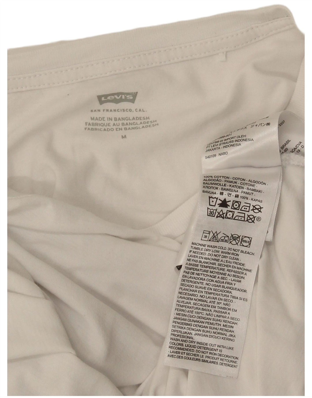 T-shirt grafica da donna Levi's Top UK 12 cotone bianco medio
