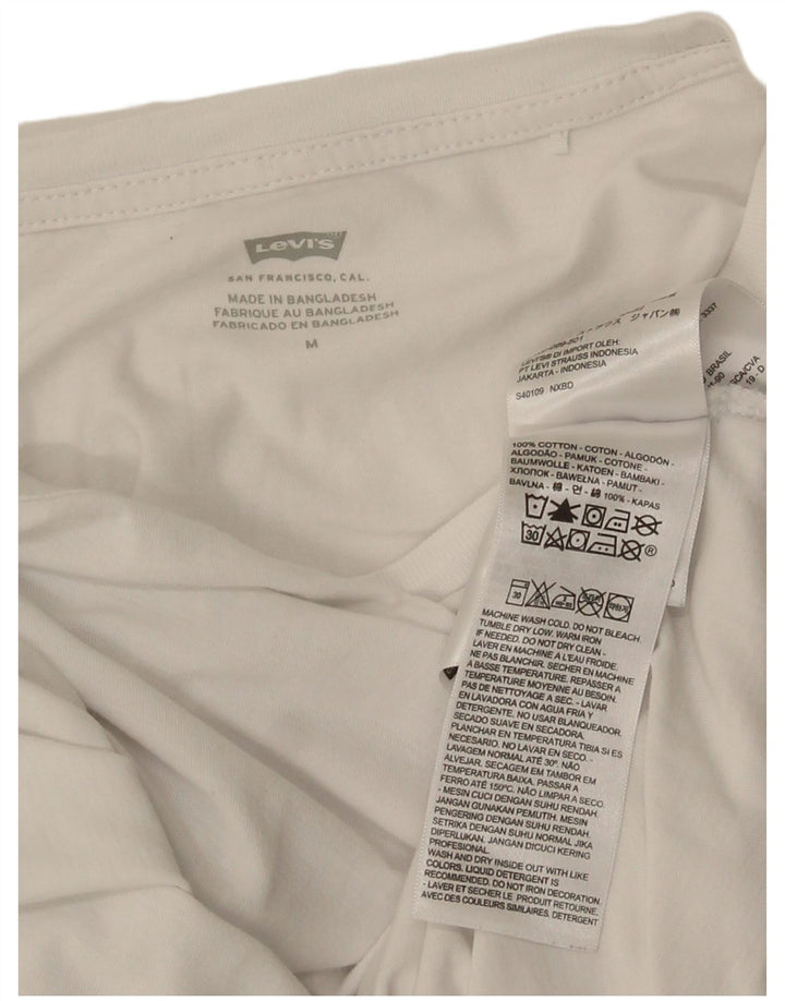 T-shirt grafica da donna Levi's Top UK 12 cotone bianco medio