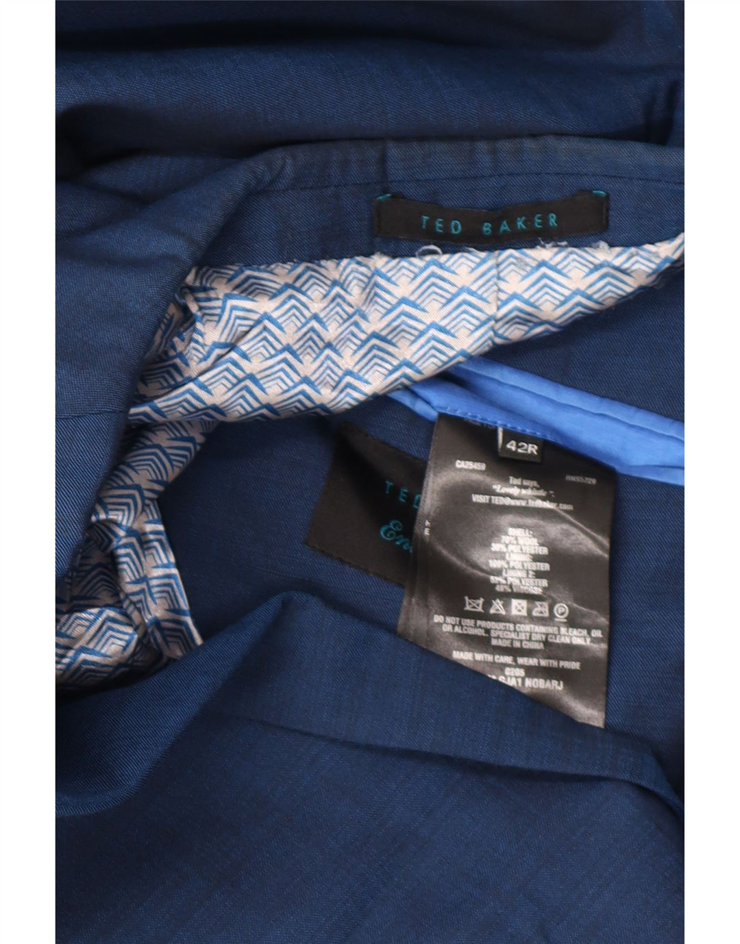 Giacca blazer da uomo a 2 bottoni Ted Baker UK 42 XL lana blu