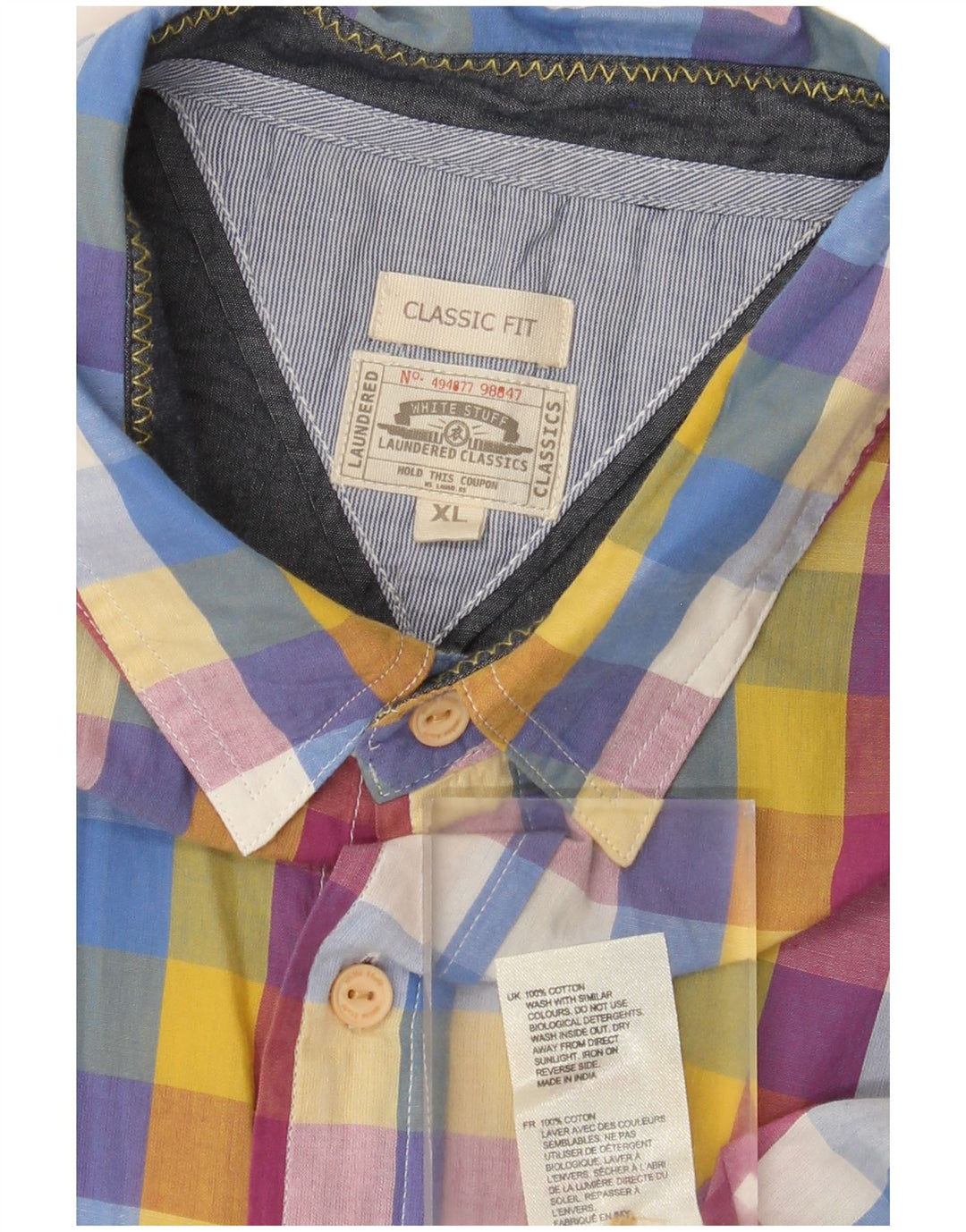 Camicia da uomo a maniche corte Classic Fit di White Stuff XL a quadretti multicolore