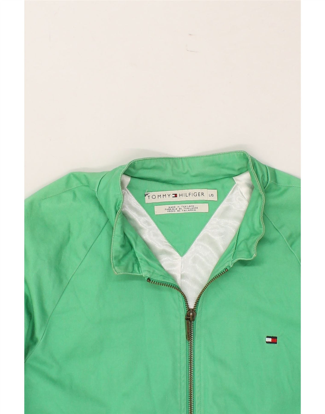 TOMMY HILFIGER Womens Bomber Jacket UK 16 Large Green Cotton Vintage Tommy Hilfiger and Second-Hand Tommy Hilfiger from Messina Hembry 