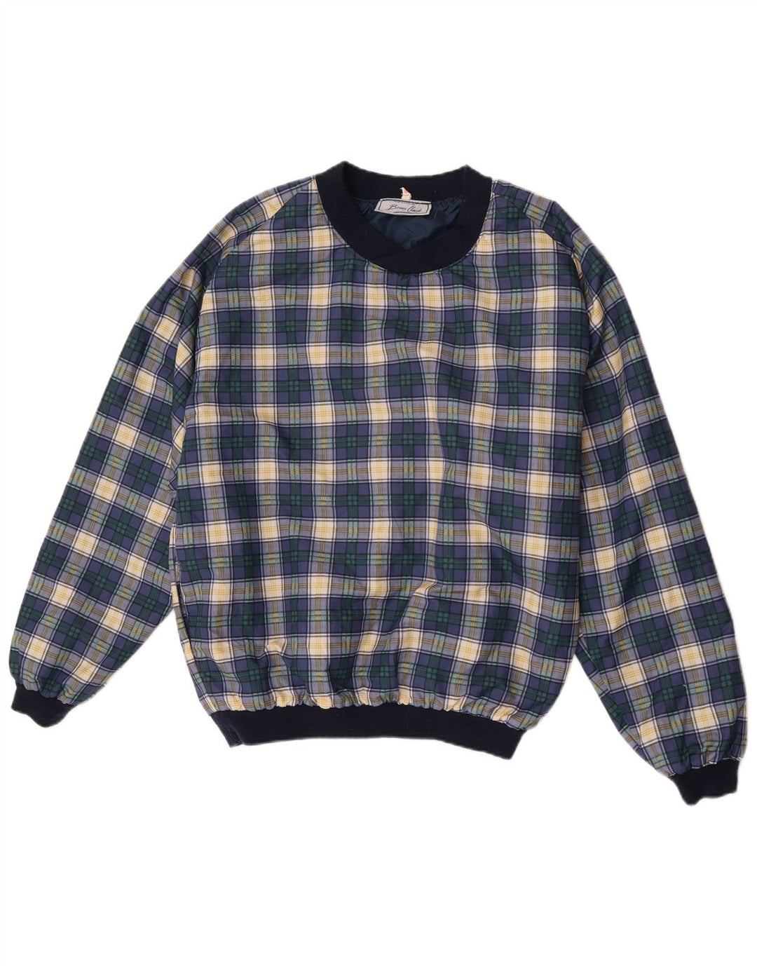 Felpa da uomo Bruce Clark, maglione medio, in cotone a quadri blu navy
