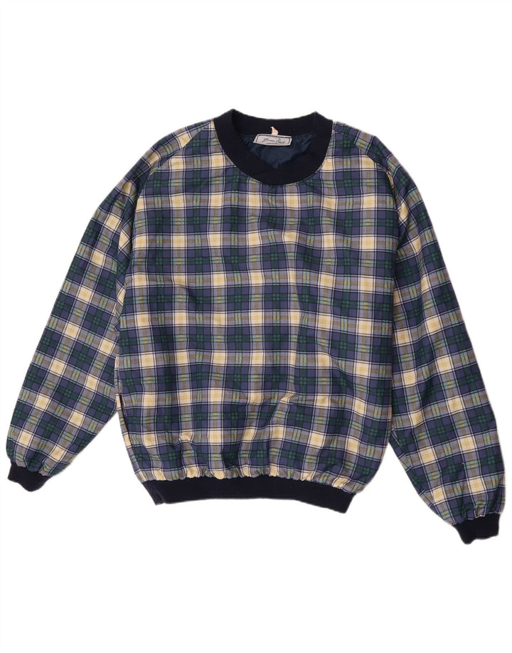 Felpa da uomo Bruce Clark, maglione medio, in cotone a quadri blu navy