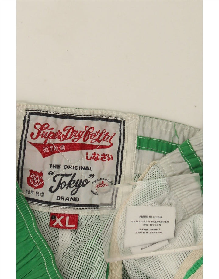 Pantaloncini da bagno grafici da uomo Superdry XL poliestere color block verde
