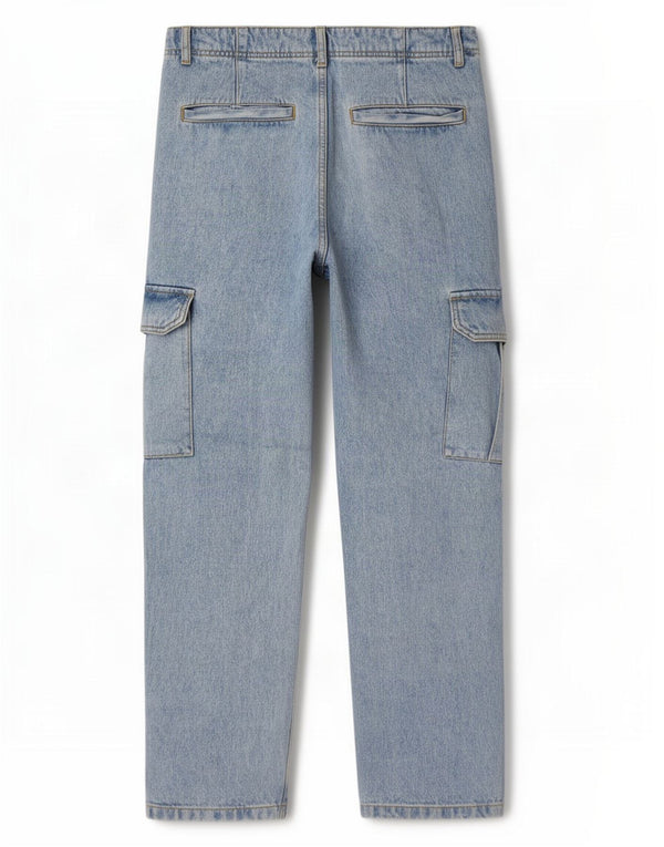 Jeans cargo da uomo Zara a vita alta EU 40 medio W31 L29 cotone blu